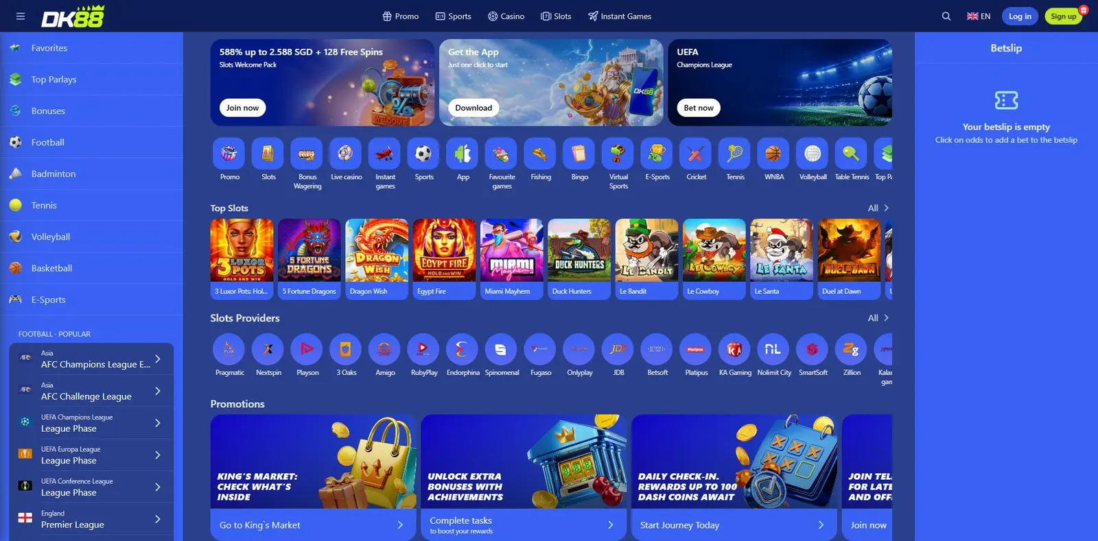 DK88 public homepage showing its welcome promotion and casino navigation, captured on 20 October 2026